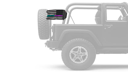 USA Subdued Thin Purple-Teal Line 12"x18" Forever Wave Flag for Jeep Wrangler JKU 4-Door 2007-2018