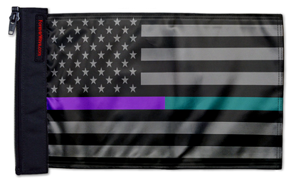 USA Subdued Thin Purple-Teal Line 12"x18" Forever Wave Flag for Jeep Wrangler JLU 4-Door 2018-Present