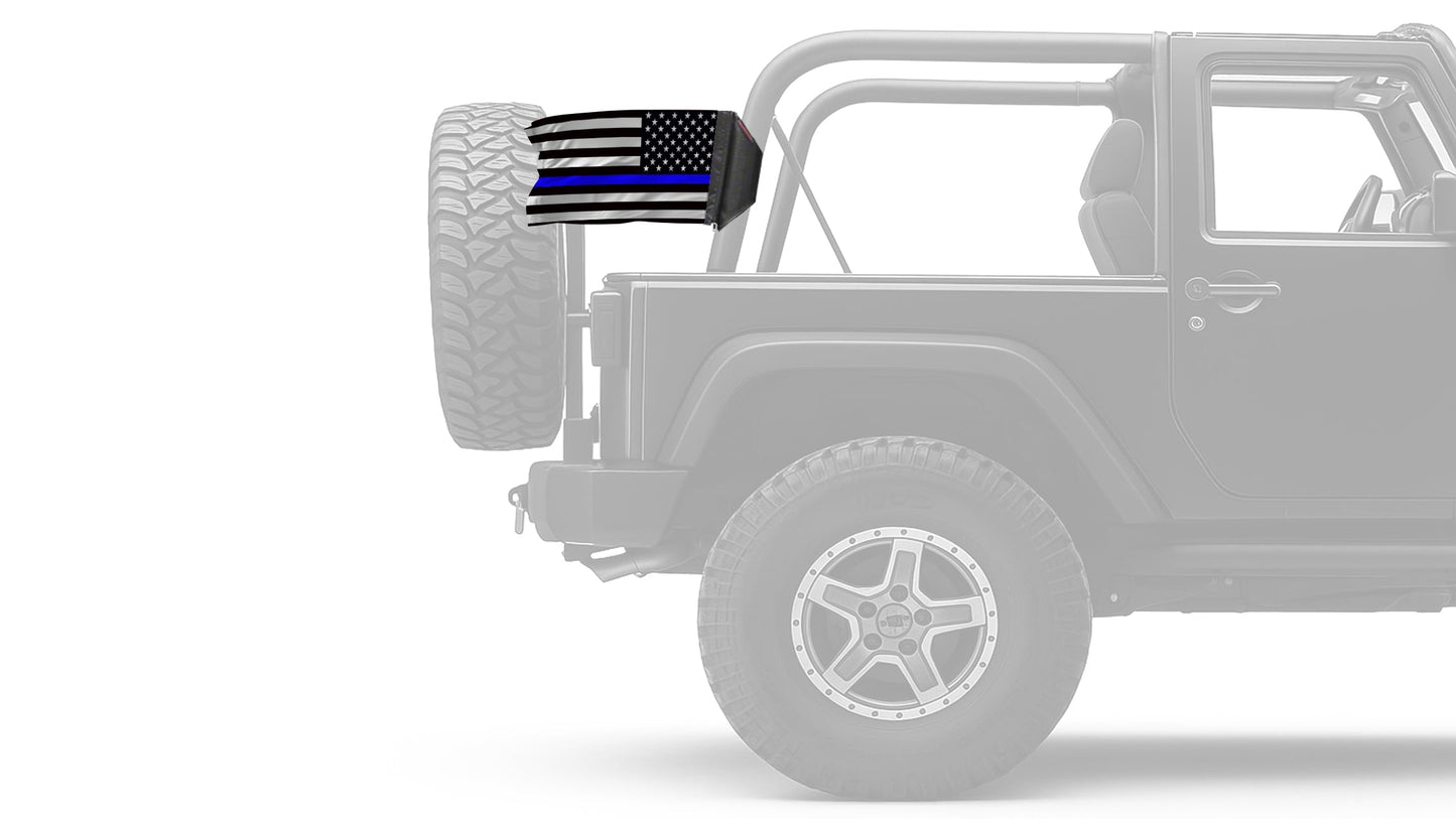 USA Subdued Thin Blue Line 12"x18" Forever Wave Flag for Jeep Wrangler TJ 1996-2006