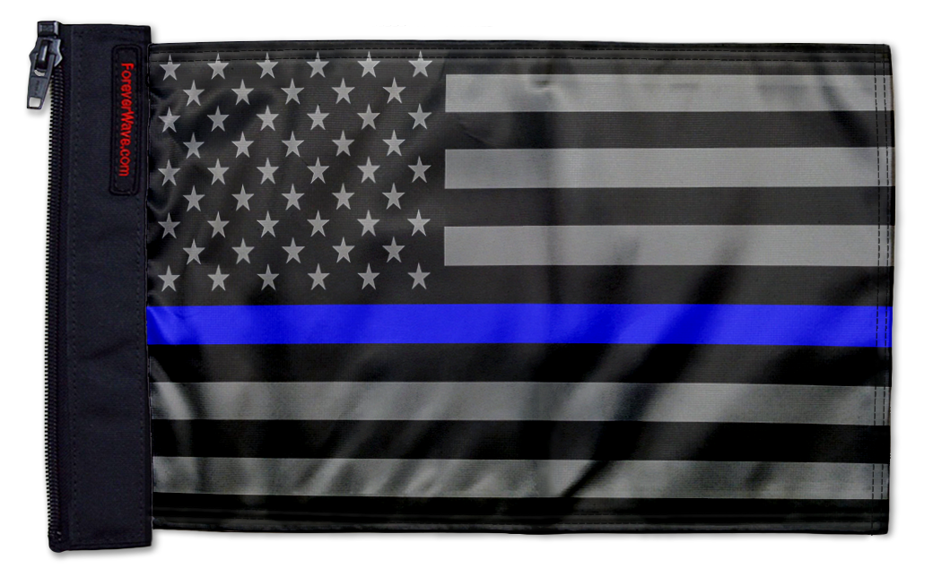 USA Subdued Thin Blue Line 12"x18" Forever Wave Flag for Jeep Wrangler JKU 4-Door 2007-2018