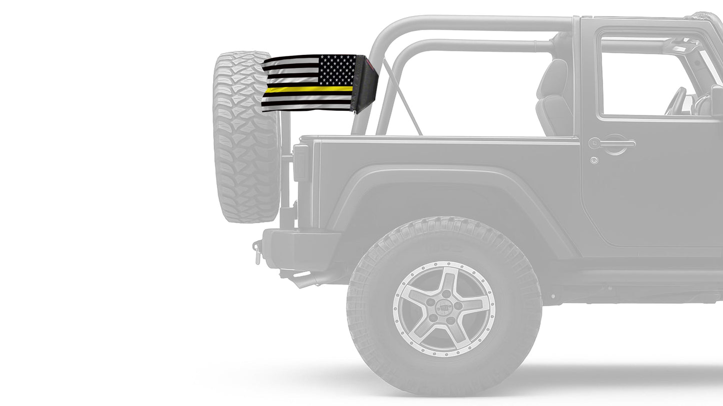 USA Subdued Thin Gold Line 12"x18" Forever Wave Flag for Jeep Wrangler JKU 4-Door 2007-2018