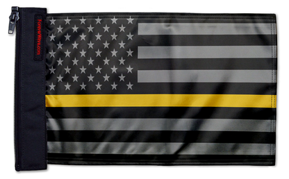 USA Subdued Thin Gold Line 12"x18" Forever Wave Flag for Jeep Wrangler LJ 2003-2006