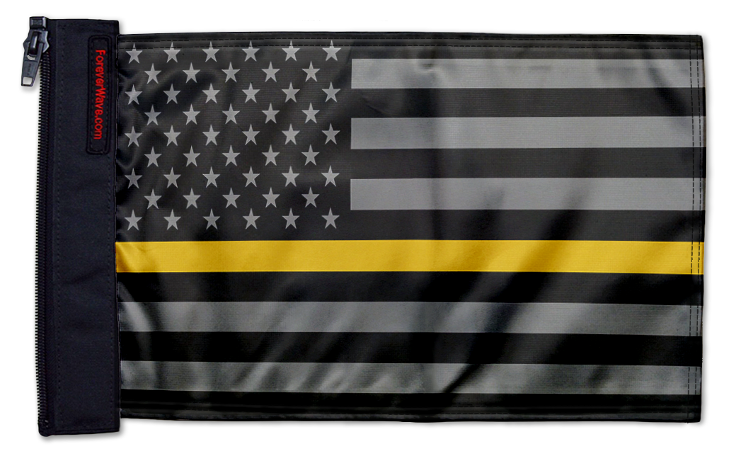 USA Subdued Thin Gold Line 12"x18" Forever Wave Flag for Jeep Wrangler JLU 4-Door 2018-Present