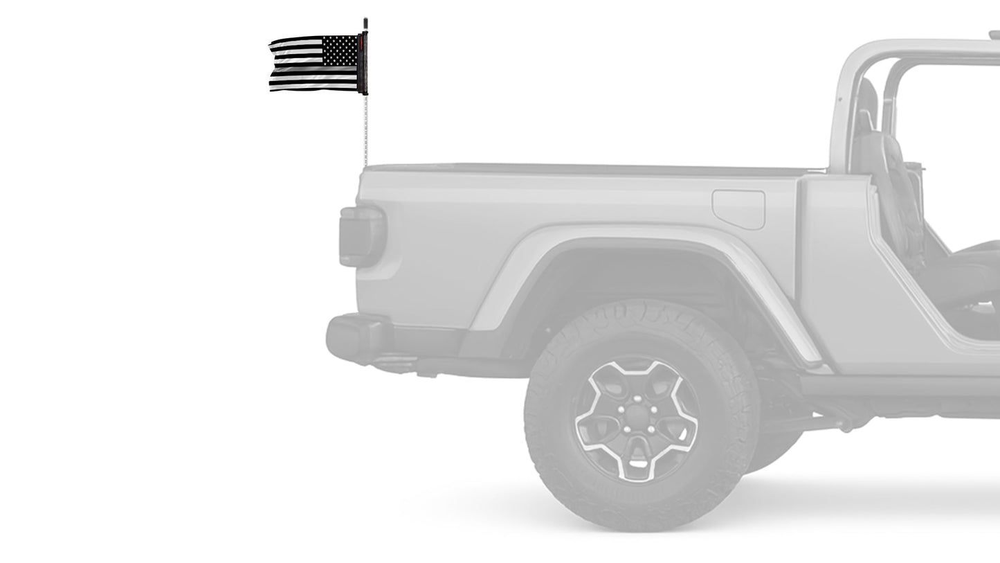 USA Subdued Thin Grey Line 12"x18" Forever Wave Flag for Jeep Wrangler JKU 4-Door 2007-2018