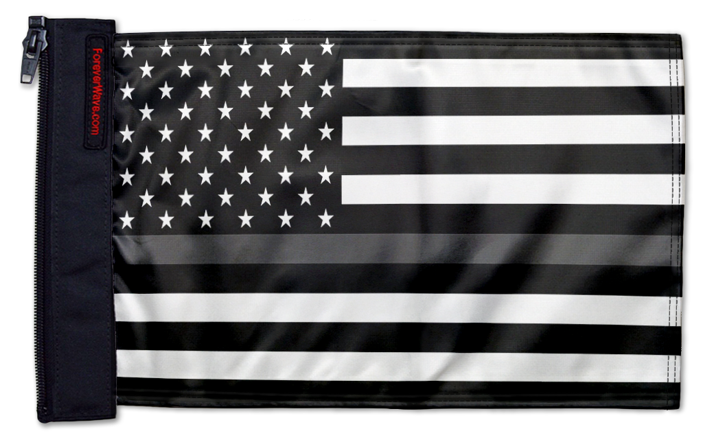 USA Subdued Thin Grey Line 12"x18" Forever Wave Flag for Jeep Wrangler JLU 4-Door 2018-Present