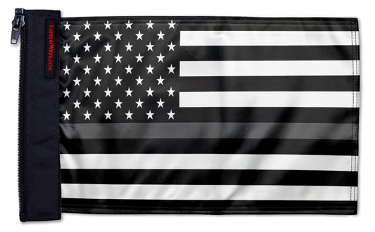 USA Subdued Thin Grey Line 12"x18" Forever Wave Flag for Jeep Wrangler LJ 2003-2006