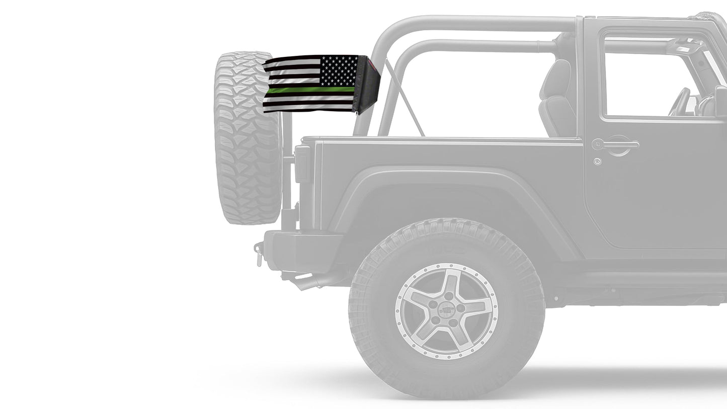 USA Subdued Thin Green Line 12"x18" Forever Wave Flag for Jeep Wrangler JKU 4-Door 2007-2018