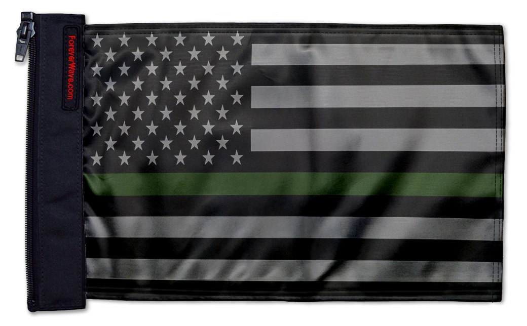 USA Subdued Thin Green Line 12"x18" Forever Wave Flag for Jeep Wrangler JKU 4-Door 2007-2018