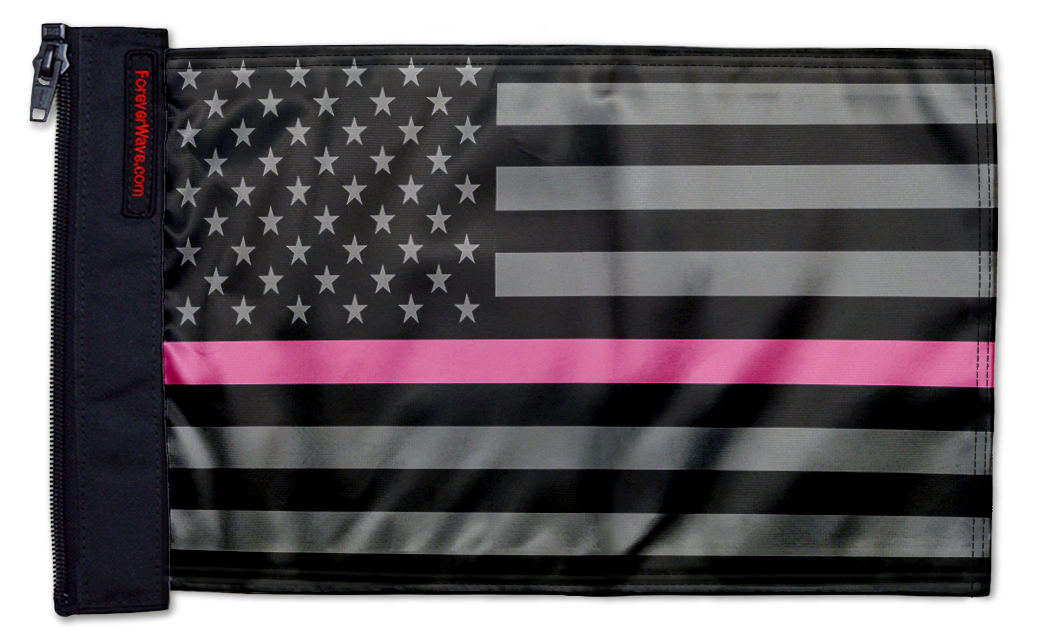 USA Subdued Thin Pink Line 12"x18" Forever Wave Flag for Jeep Wrangler JKU 4-Door 2007-2018