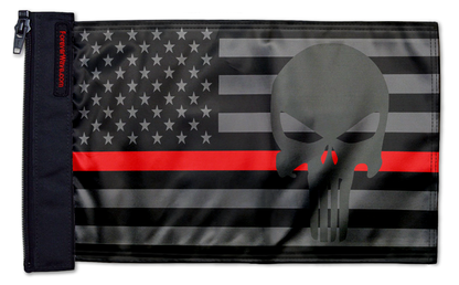 USA Subdued Thin Red Line Punisher 12"x18" Forever Wave Flag for Jeep Wrangler JLU 4-Door 2018-Present