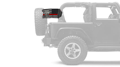 USA Subdued Thin Red Line Punisher 12"x18" Forever Wave Flag for Jeep Wrangler TJ 1996-2006