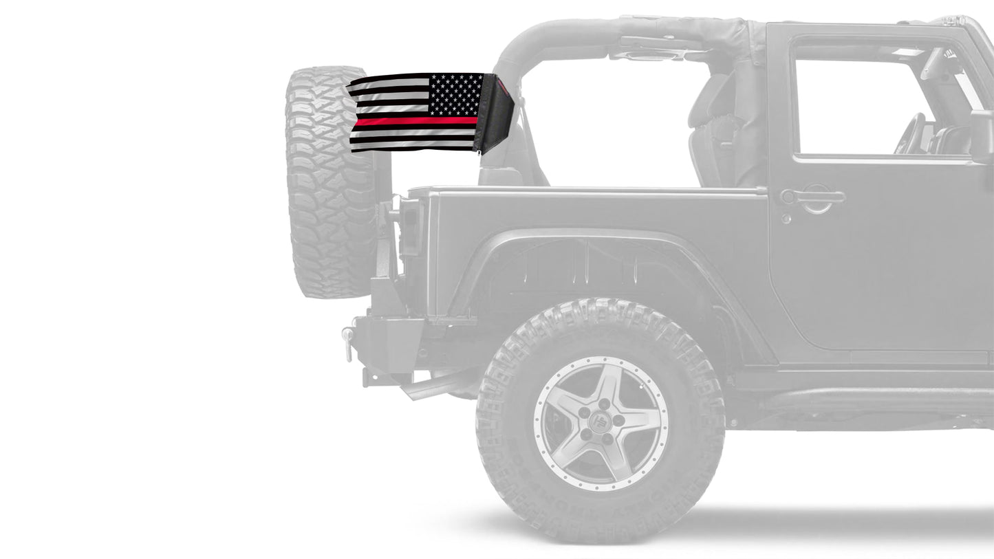 USA Subdued Thin Red Line 12"x18" Forever Wave Flag for Jeep Wrangler JLU 4-Door 2018-Present