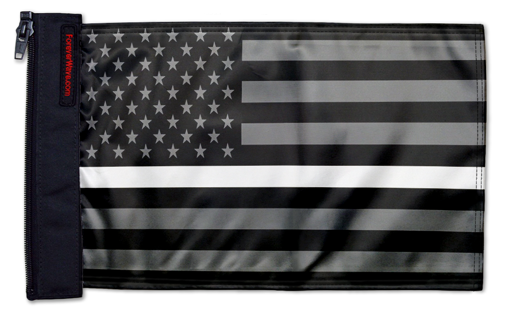USA Subdued Thin White Line 12"x18" Forever Wave Flag for Jeep Wrangler JLU 4-Door 2018-Present