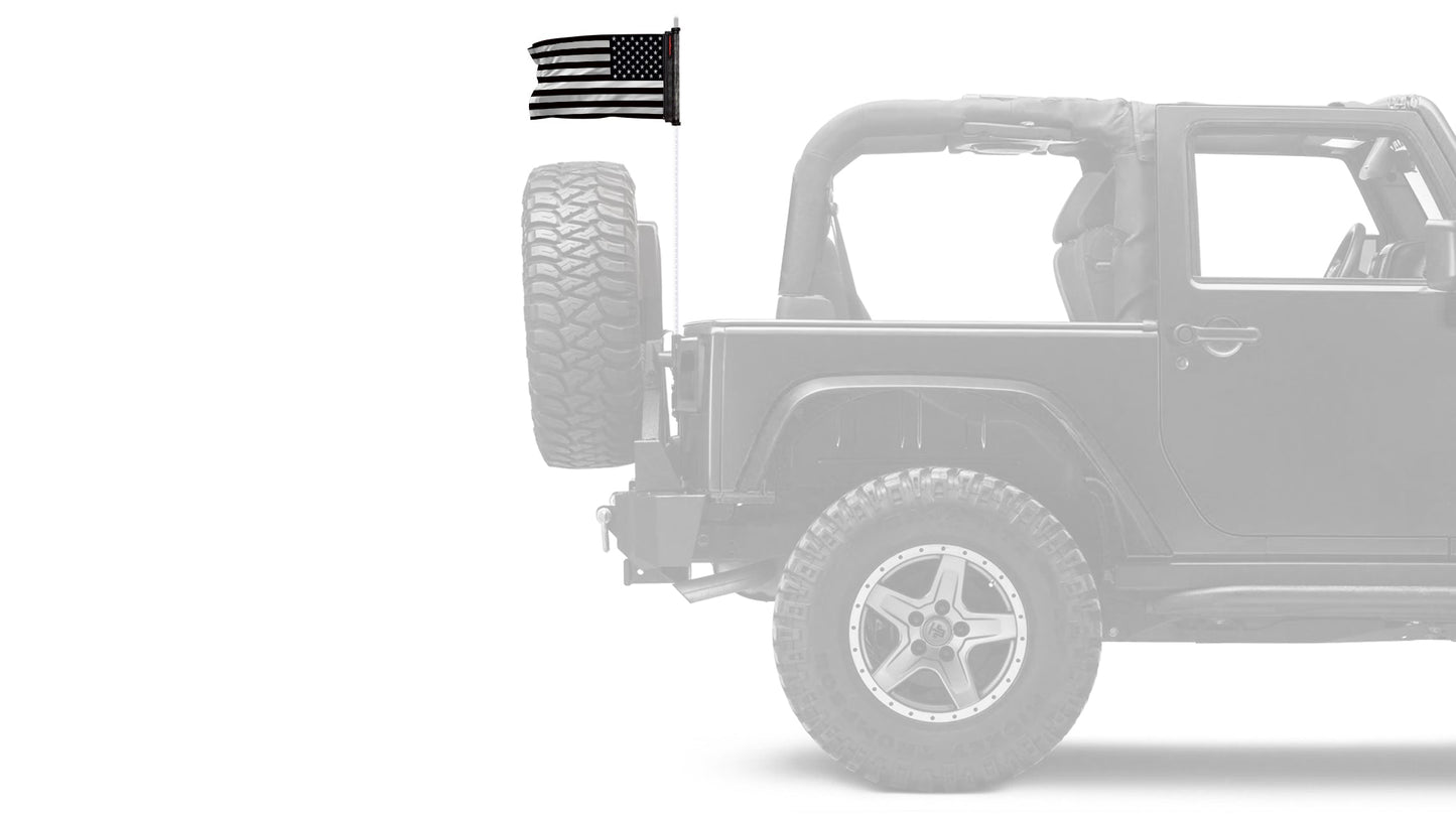 USA Subdued Thin White Line 12"x18" Forever Wave Flag for Jeep Wrangler JLU 4-Door 2018-Present