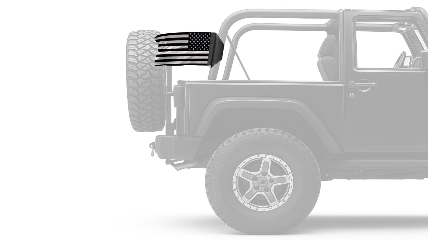 USA Subdued Thin White Line 12"x18" Forever Wave Flag for Jeep Wrangler JKU 4-Door 2007-2018