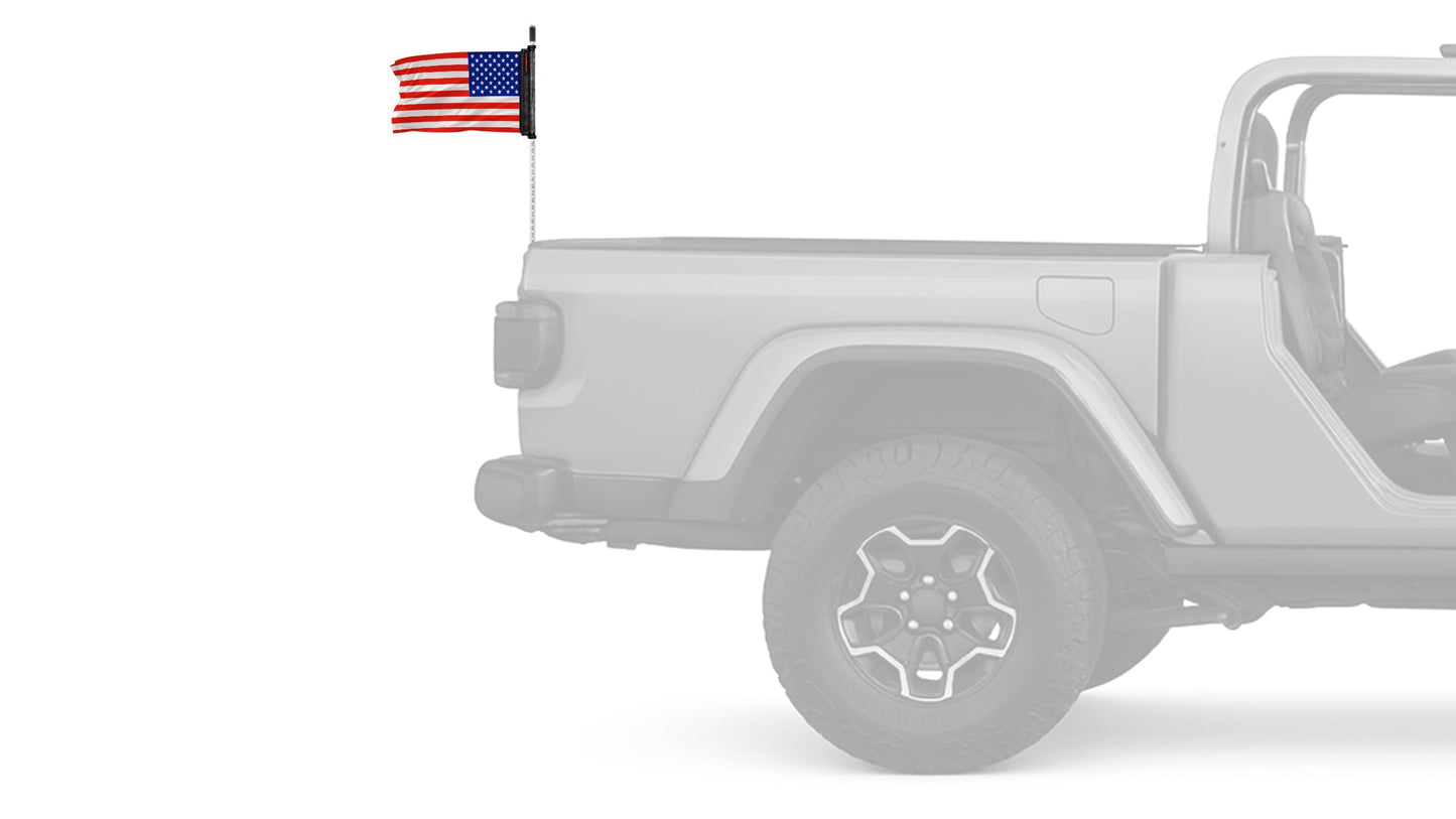 USA Black 12"x18" Forever Wave Flag for Jeep Wrangler JLU 4-Door 2018-Present
