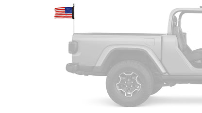USA Black 12"x18" Forever Wave Flag for Jeep Wrangler JLU 4-Door 2018-Present