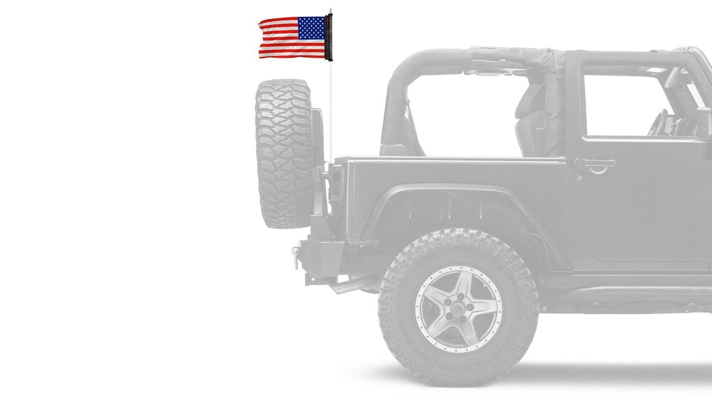 USA Ol' Glory - The Stars and Stripes 12"x18" Forever Wave Flag for Jeep Wrangler JKU 4-Door 2007-2018