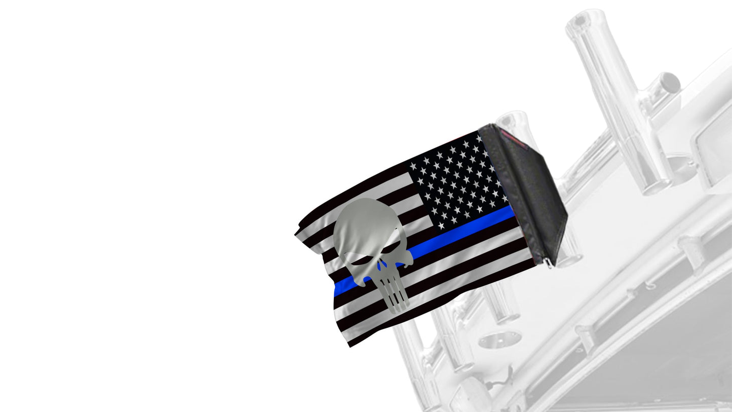 USA Subdued Thin Blue Line Punisher 12"x18" Forever Wave Flag
