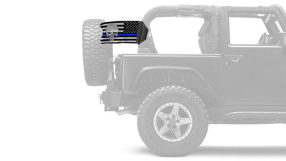 USA Subdued Thin Blue Line Punisher 12"x18" Forever Wave Flag for Jeep Wrangler JKU 4-Door 2007-2018