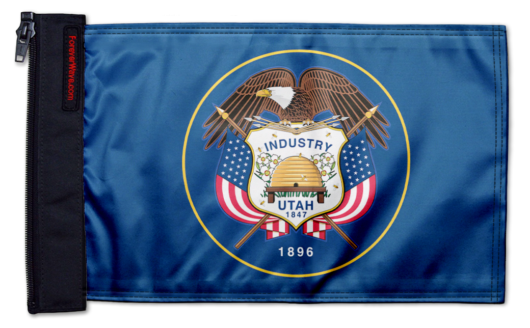 State Flag Utah "Old Style" 12"x18" Forever Wave Flag for Jeep Wrangler JL 2-Door 2018-Present
