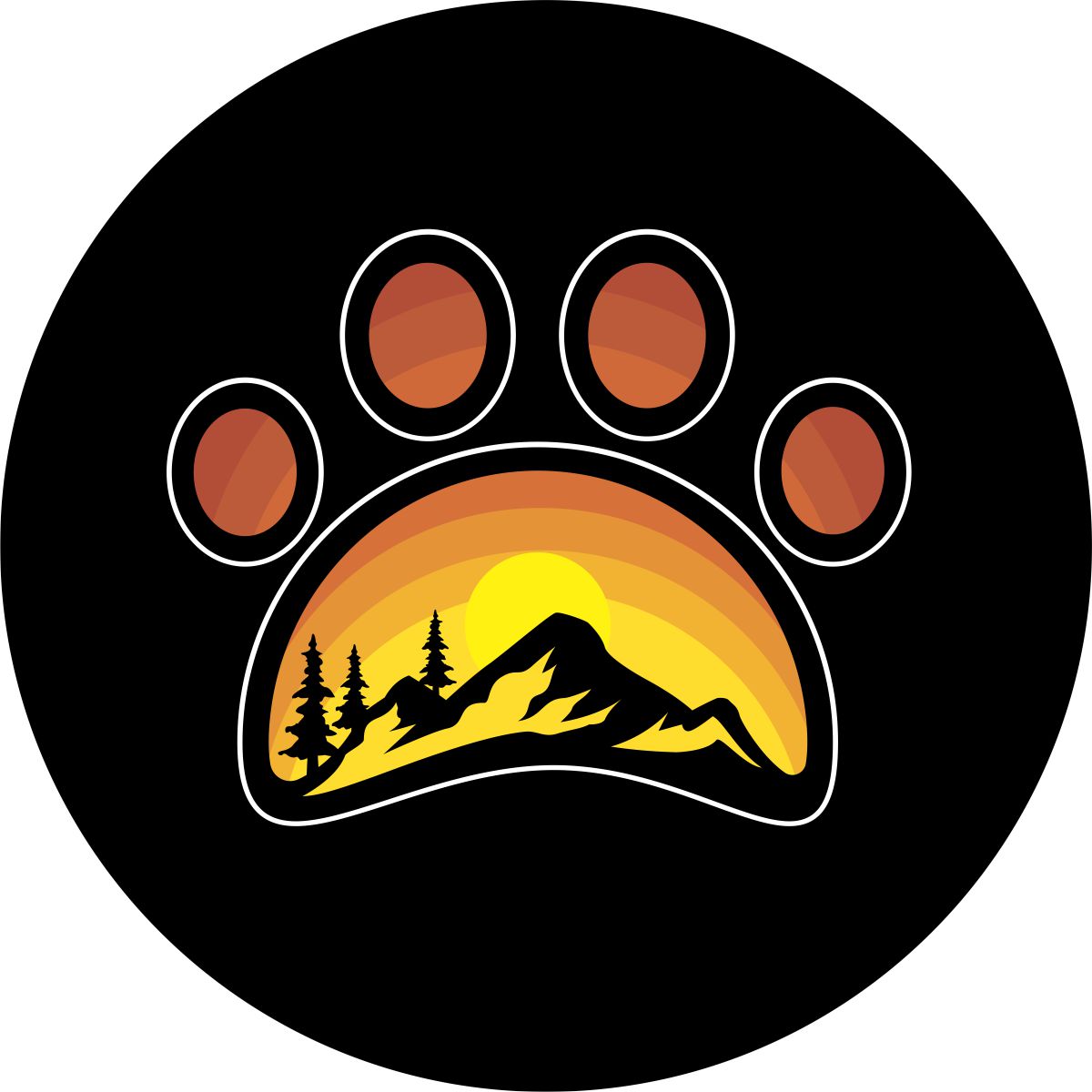 Vintage Mountain Paw Print Spare Tire Cover for Jeep, Bronco, RV, Camper, Trailer, & More