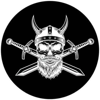 Nordic Viking Warrior Skull + Swords Spare Tire Cover