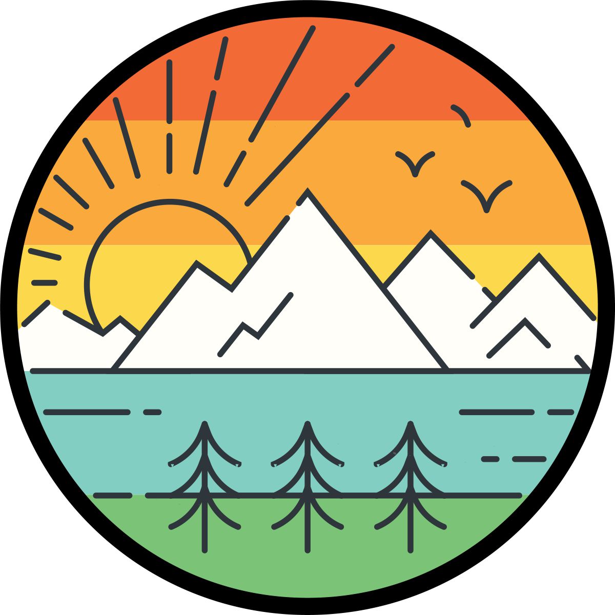 Thin Line Design Retro Landscape Mountain Spare Tire Cover | Jeep, RV, Camper, Bronco, Etc.