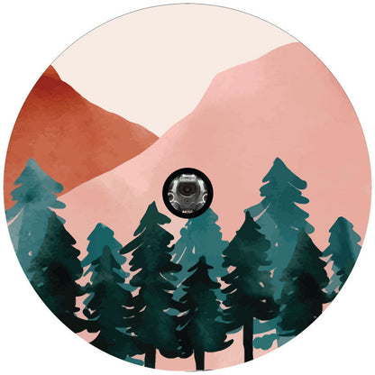 Jewel Tone Watercolor Mountain & Forest Landscape Spare Tire Cover - RV, Camper, Jeep, Broncos