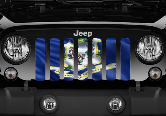 Waving Connecticut State Flag Grille Insert