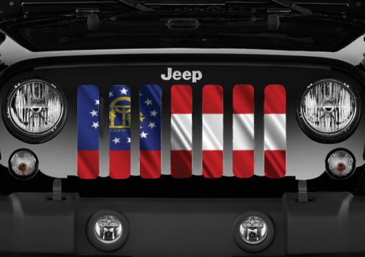 Waving Georgia State Flag Grille Insert