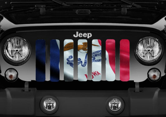 Waving Iowa State Flag Grille Insert