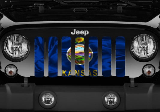 Waving Kansas State Flag Grille Insert