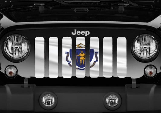 Waving Massachusetts State Flag Grille Insert