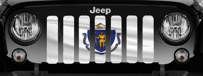 Waving Massachusetts State Flag Grille Insert