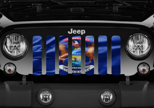 Waving Michigan State Flag Grille Insert