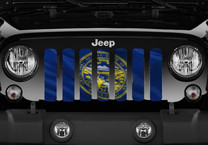 Waving Nebraska State Flag Grille Insert