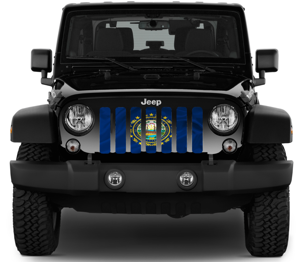 Waving New Hampshire State Flag Grille Insert