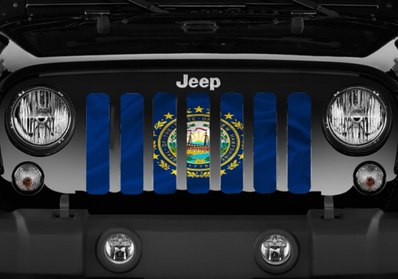 Waving New Hampshire State Flag Grille Insert