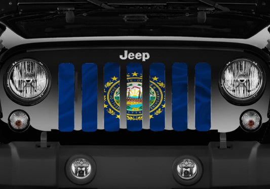 Waving New Hampshire State Flag Grille Insert