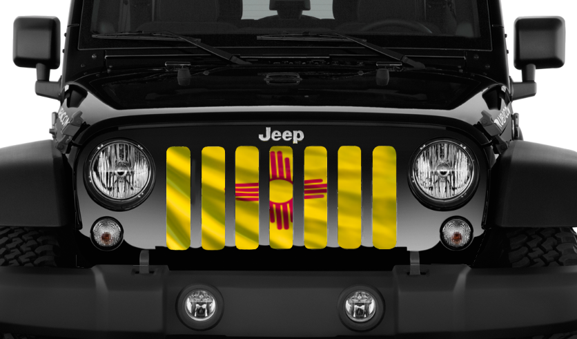 Waving New Mexico State Flag Grille Insert