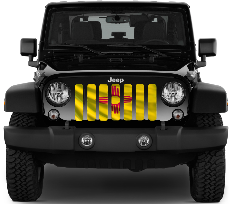 Waving New Mexico State Flag Grille Insert