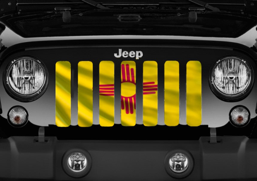 Waving New Mexico State Flag Grille Insert