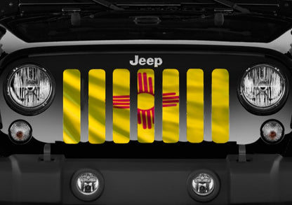 Waving New Mexico State Flag Grille Insert