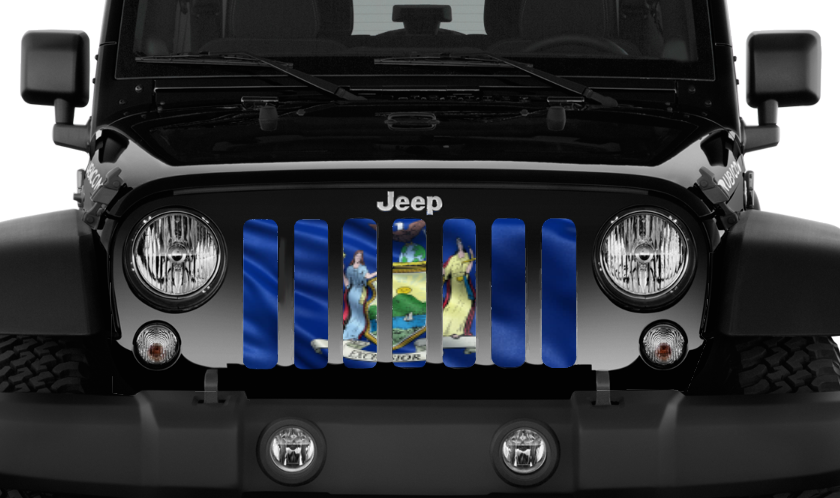 Waving New York State Flag Grille Insert