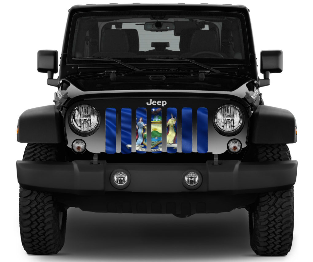 Waving New York State Flag Grille Insert