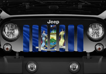 Waving New York State Flag Grille Insert