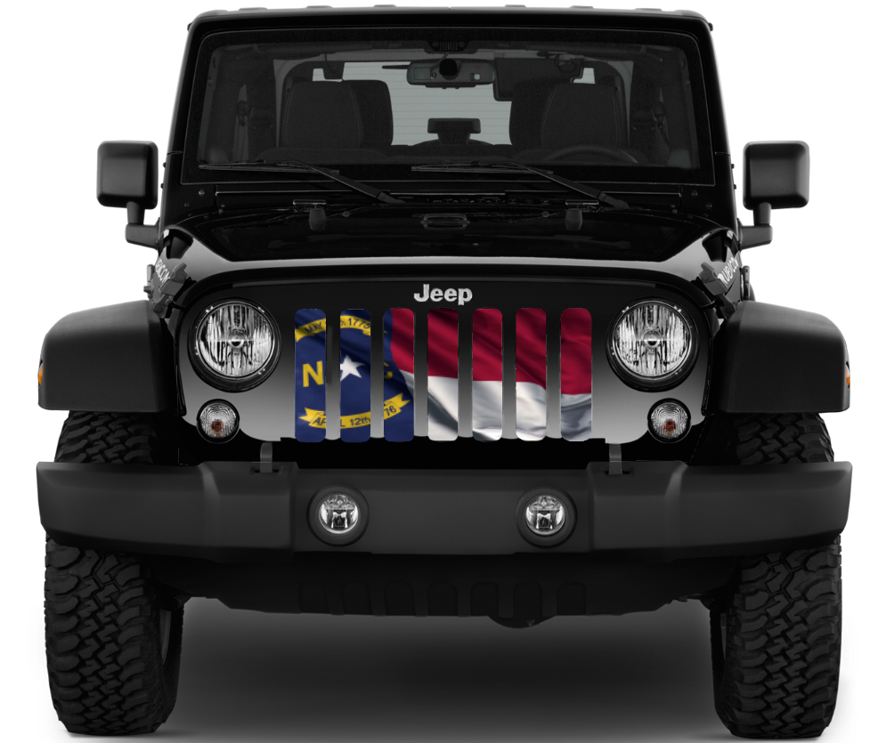 Waving North Carolina State Flag Grille Insert