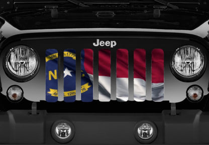 Waving North Carolina State Flag Grille Insert