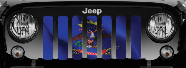 Waving North Dakota State Flag Grille Insert